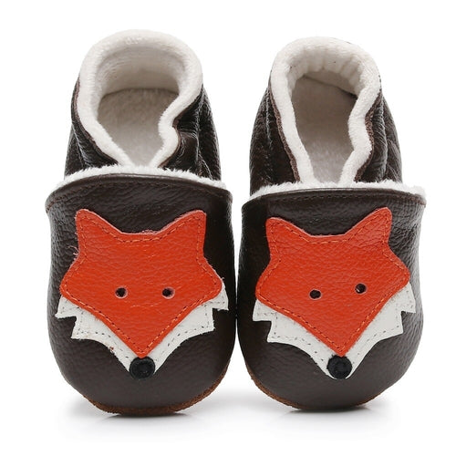 Fox-Style Genuine Leather Baby First-Walker Shoes