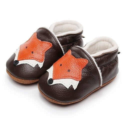 Fox-Style Genuine Leather Baby First-Walker Shoes
