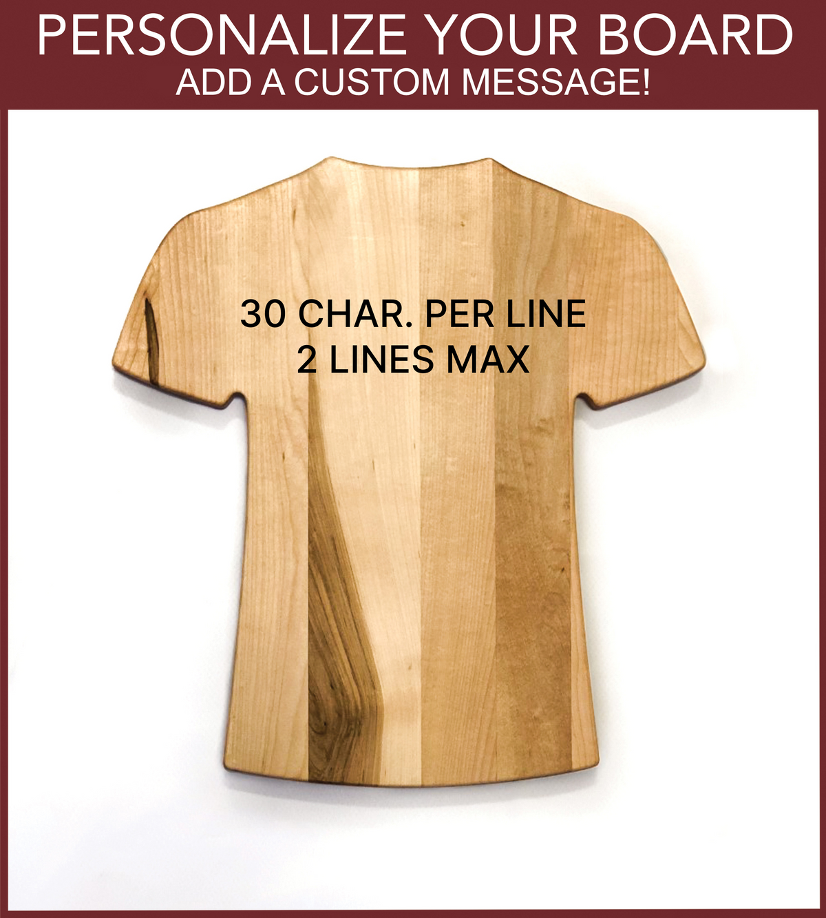 Personalized Baseball Jersey Maple Cutting Board