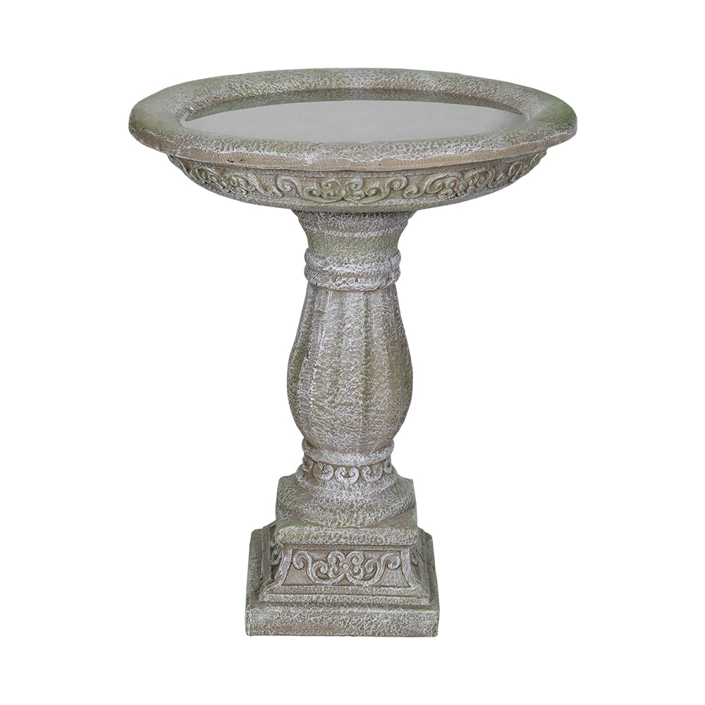 Concrete Antique Bird Bath Ornate Pedestal 23.8 Inch
