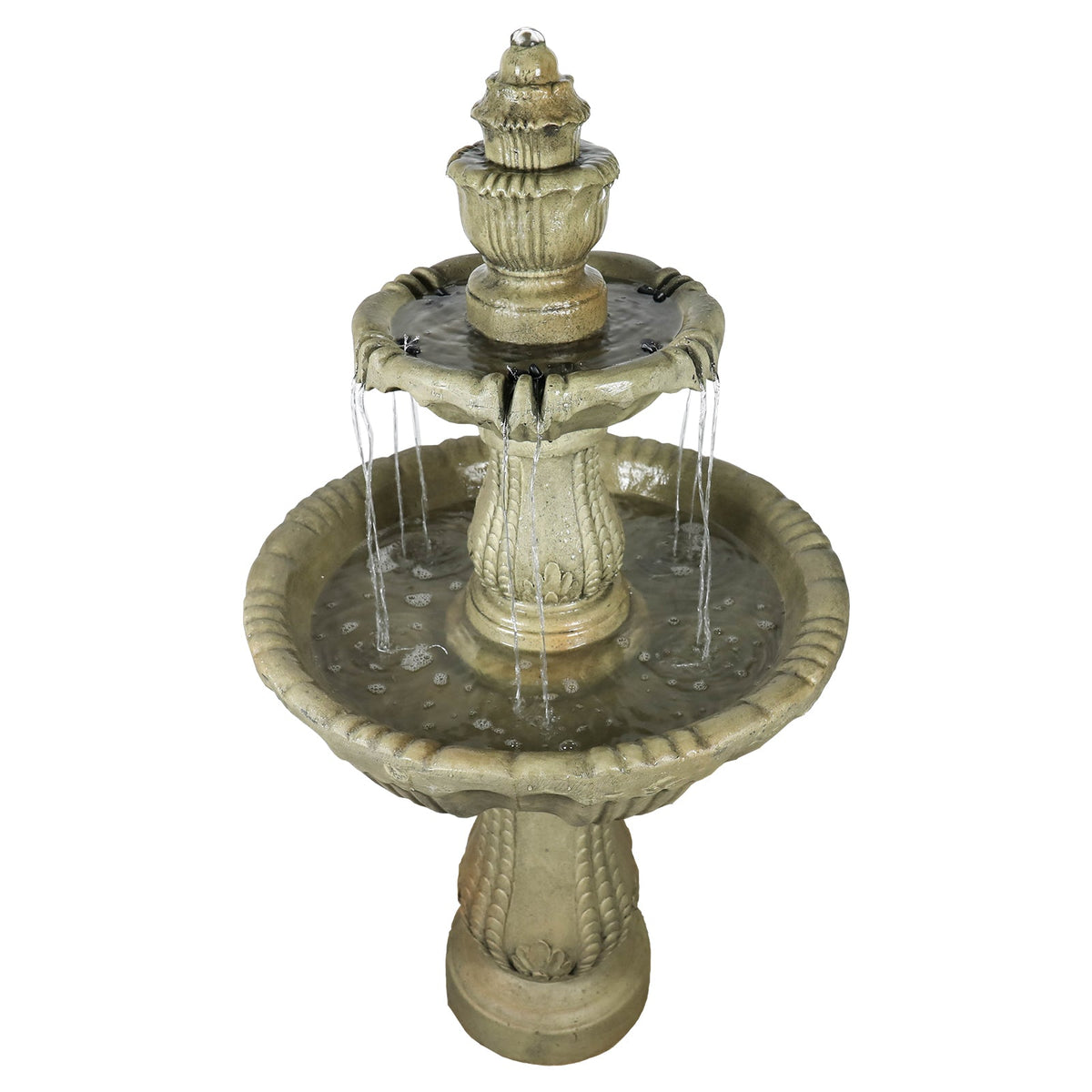 Scalloped 3-Tier Concrete Garden Fountain