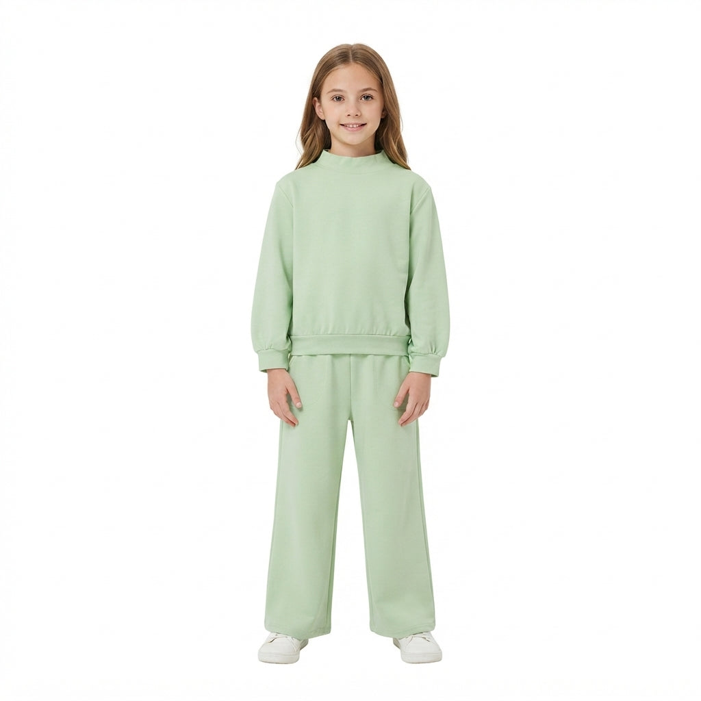Girls' Green Long-Sleeve Top & Pants Set