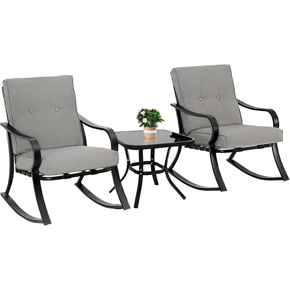 3-Piece Outdoor Patio Rocking Chair & Table Set