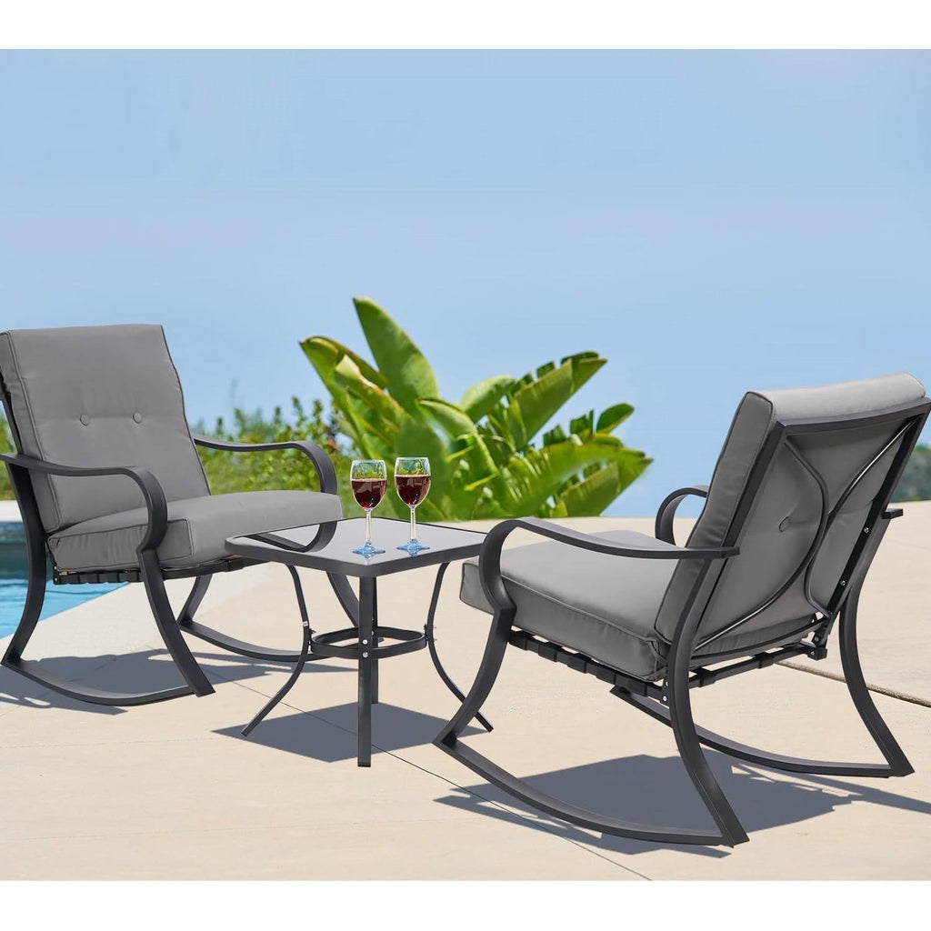 3-Piece Outdoor Patio Rocking Chair & Table Set