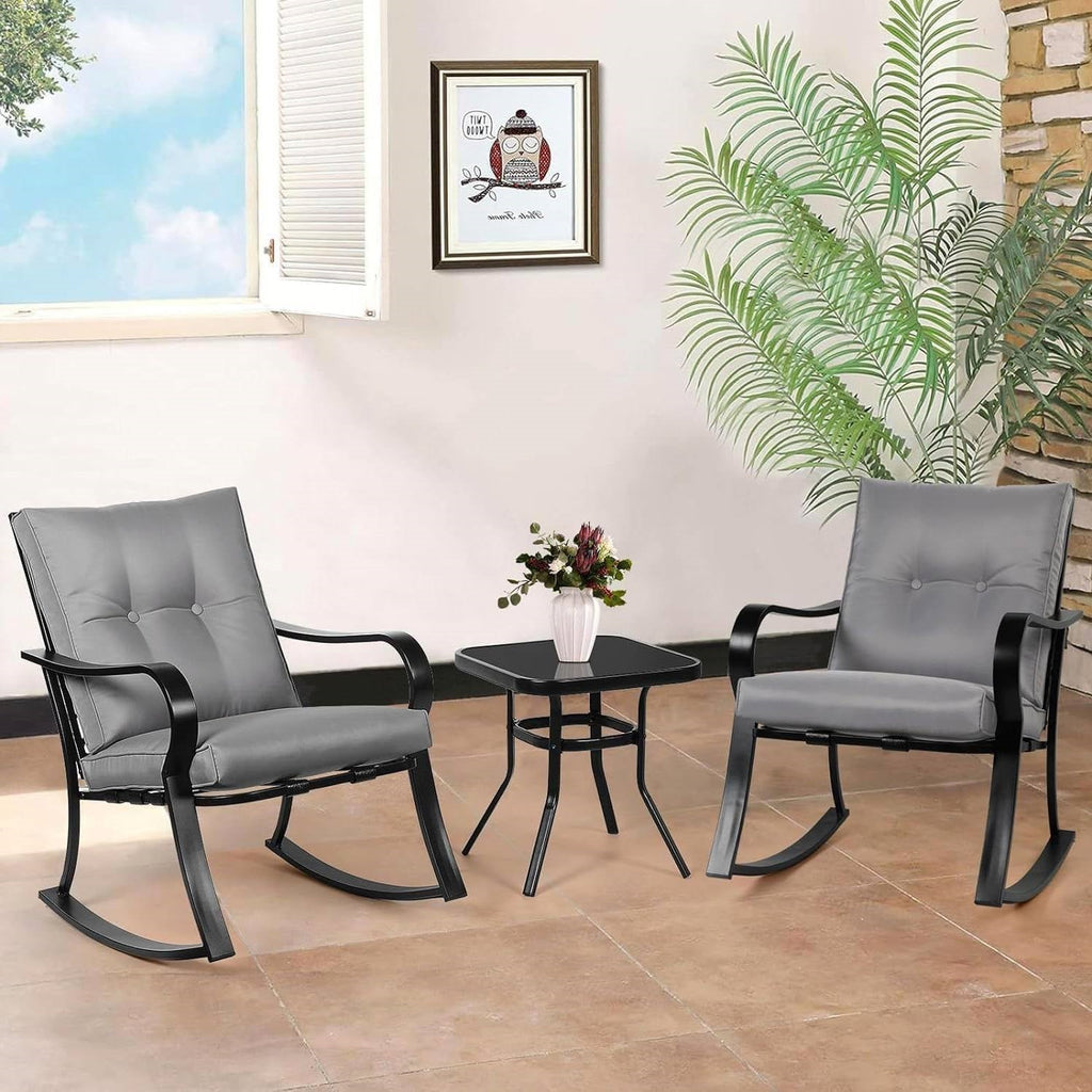 3-Piece Outdoor Patio Rocking Chair & Table Set