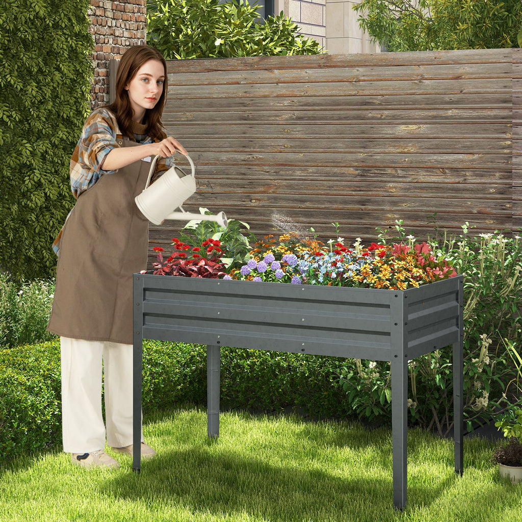 Galvanized Elevated Garden Bed with Legs & Drainage