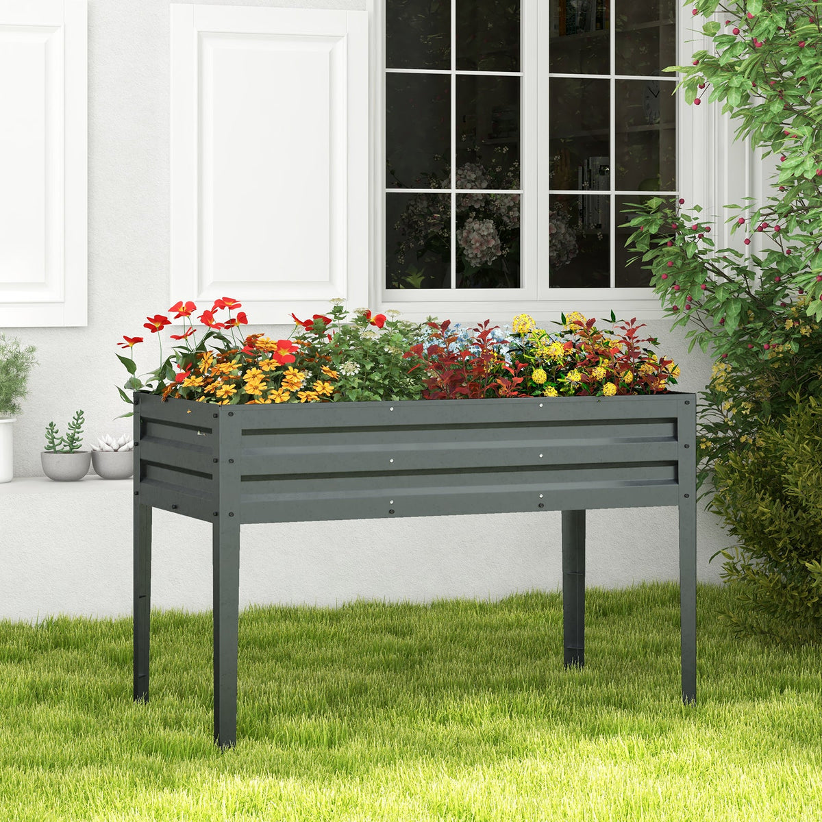 Galvanized Elevated Garden Bed with Legs & Drainage