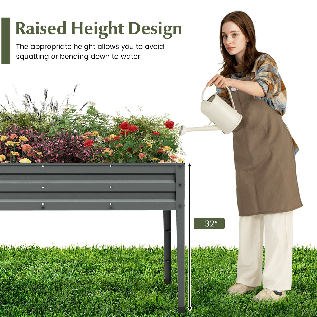Galvanized Elevated Garden Bed with Legs & Drainage