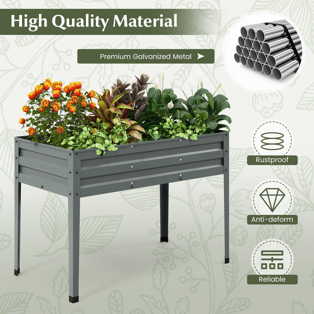 Galvanized Elevated Garden Bed with Legs & Drainage