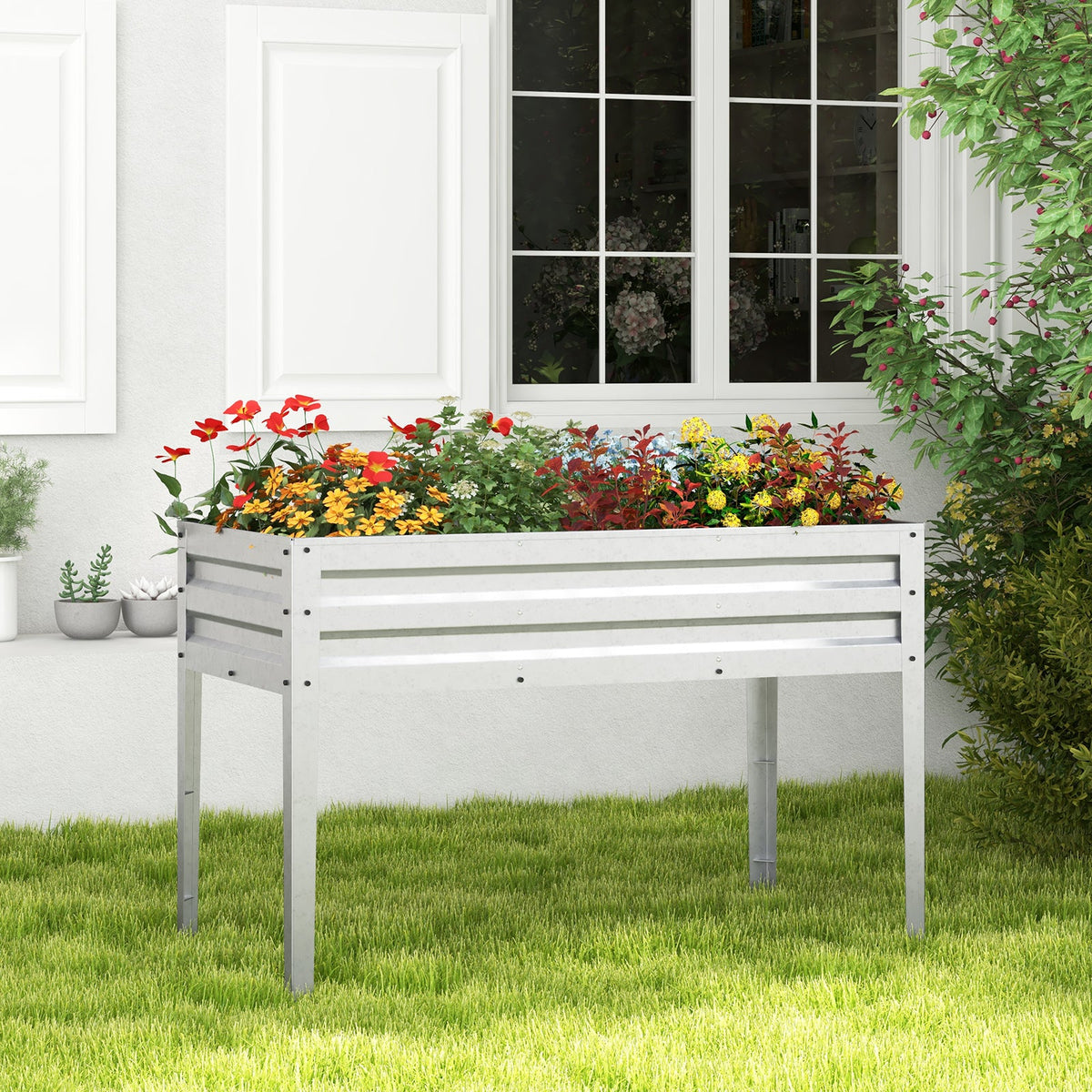 Galvanized Elevated Garden Bed with Legs & Drainage