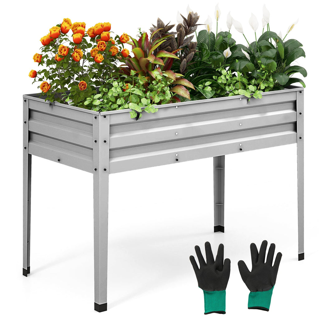 Galvanized Elevated Garden Bed with Legs & Drainage