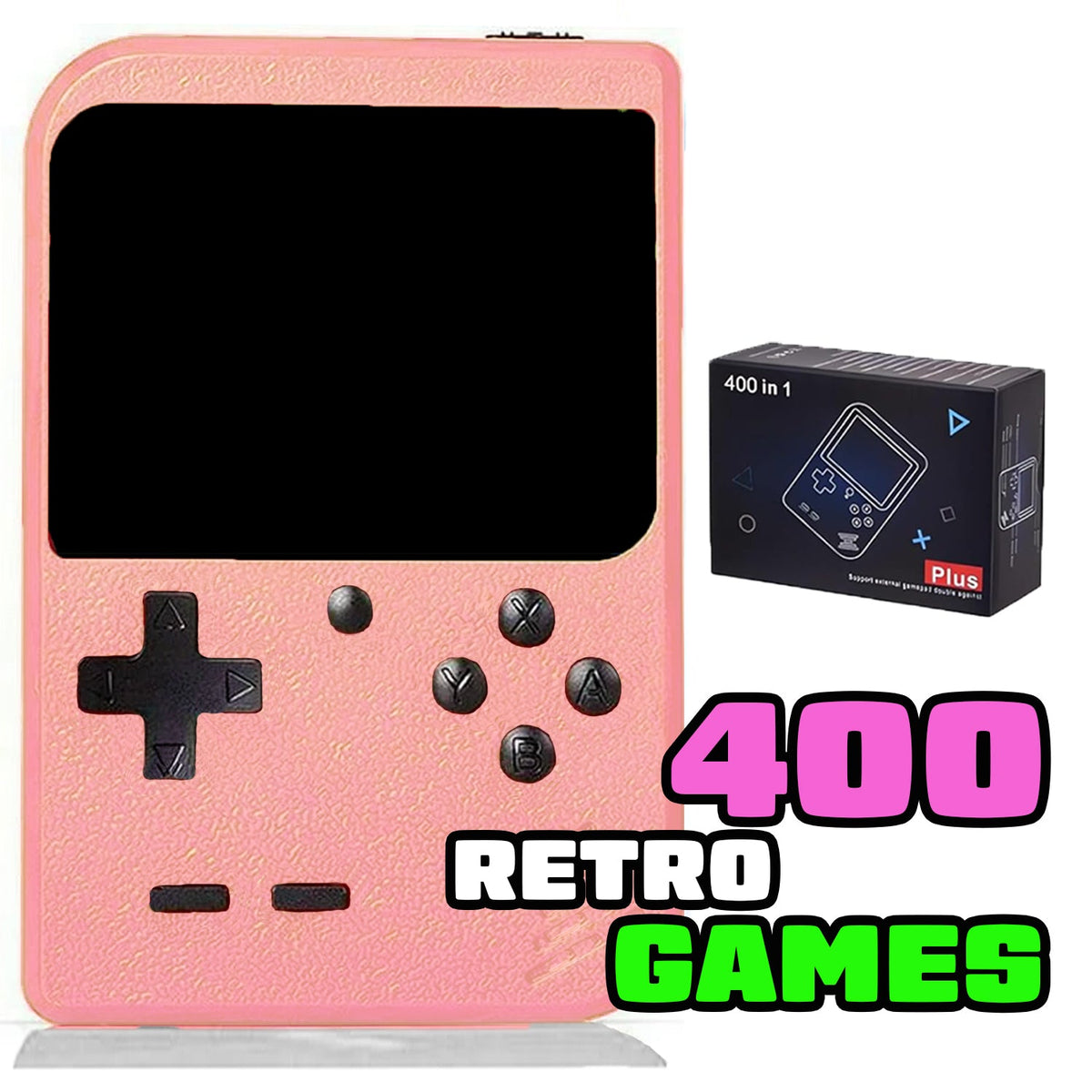 Mini Handheld Arcade Console — 400 Games, Pink
