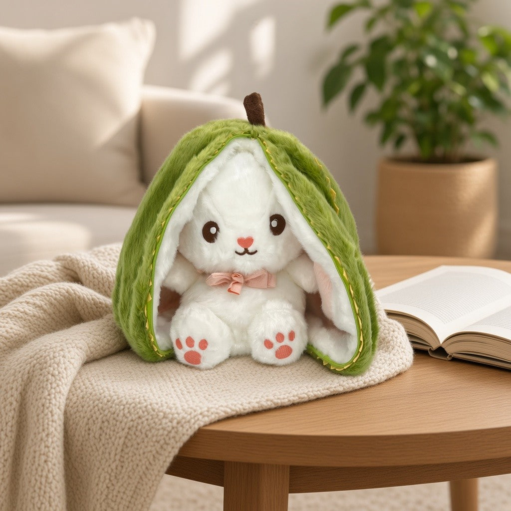 Reversible Strawberry & Carrot Bunny Plush Toy