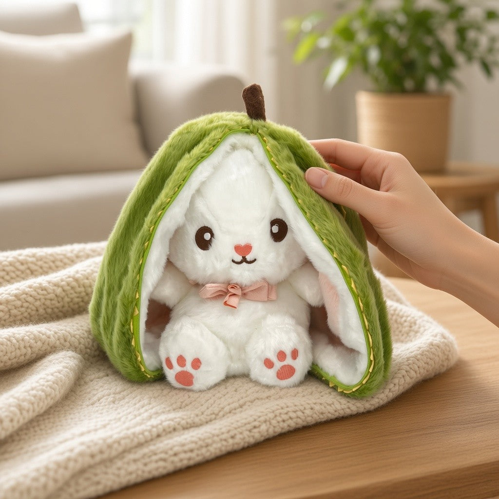 Reversible Strawberry & Carrot Bunny Plush Toy