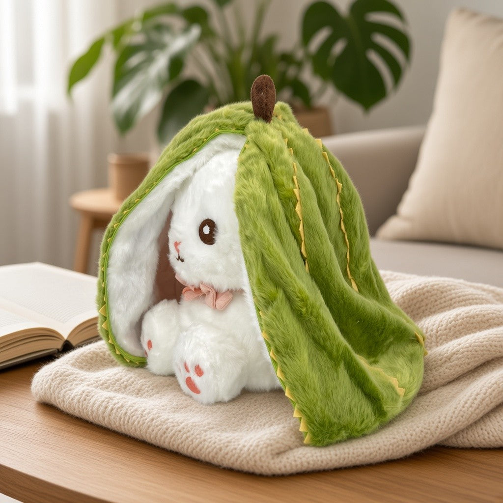 Reversible Strawberry & Carrot Bunny Plush Toy