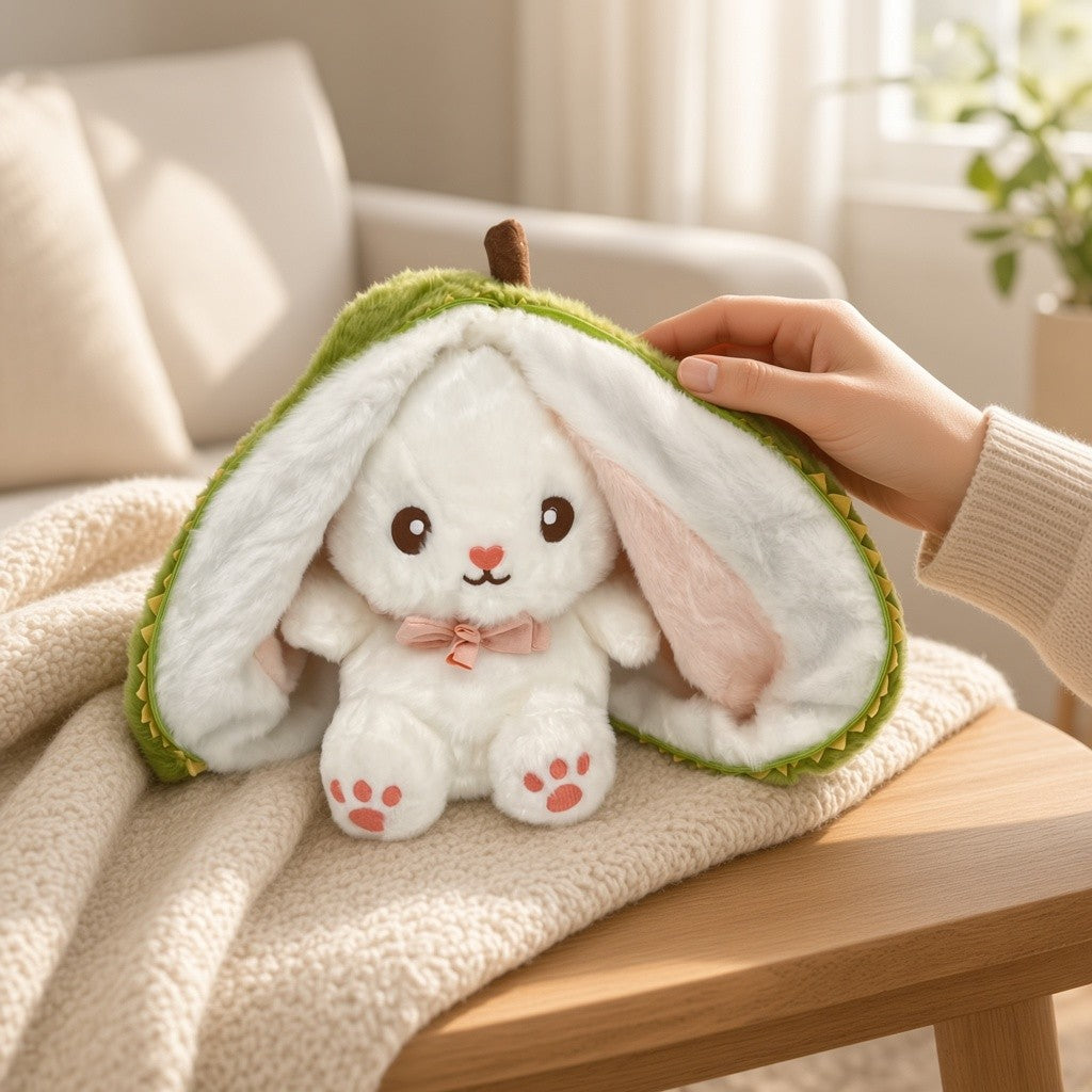Reversible Strawberry & Carrot Bunny Plush Toy