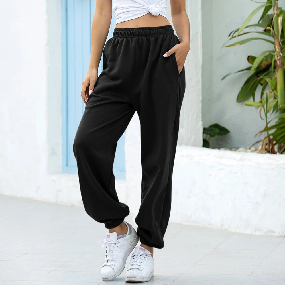 Women's Plus Size Wide-Leg High-Waist Jogger Pants