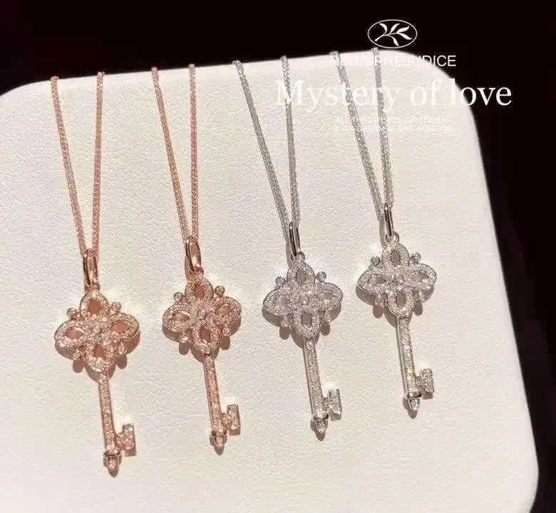 925 Sterling Silver Vintage Key Pendant Necklace