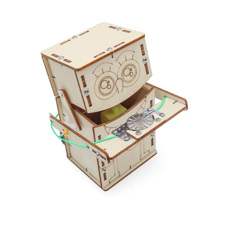 DIY Wooden Electric Coin Robot Model Kit