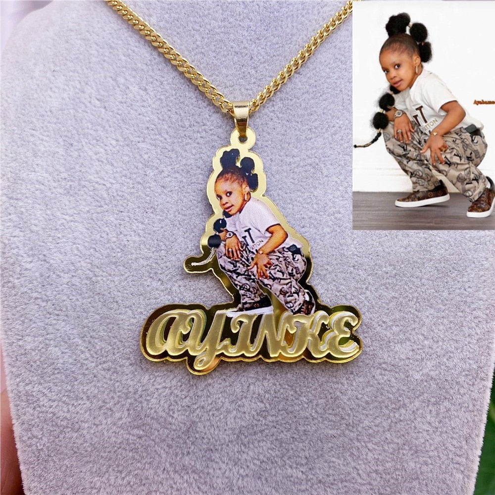 Custom Kids' Picture & Name Pendant Necklace