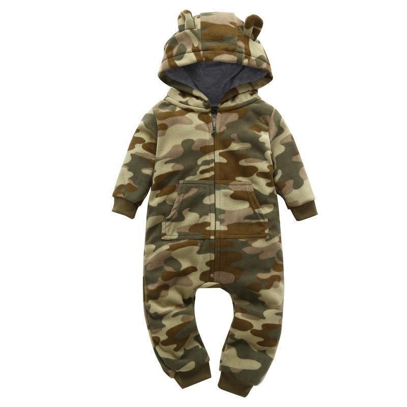 Baby Bear Hooded Fleece Romper