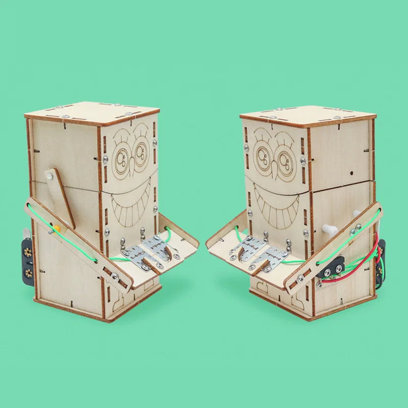 DIY Wooden Electric Coin Robot Model Kit