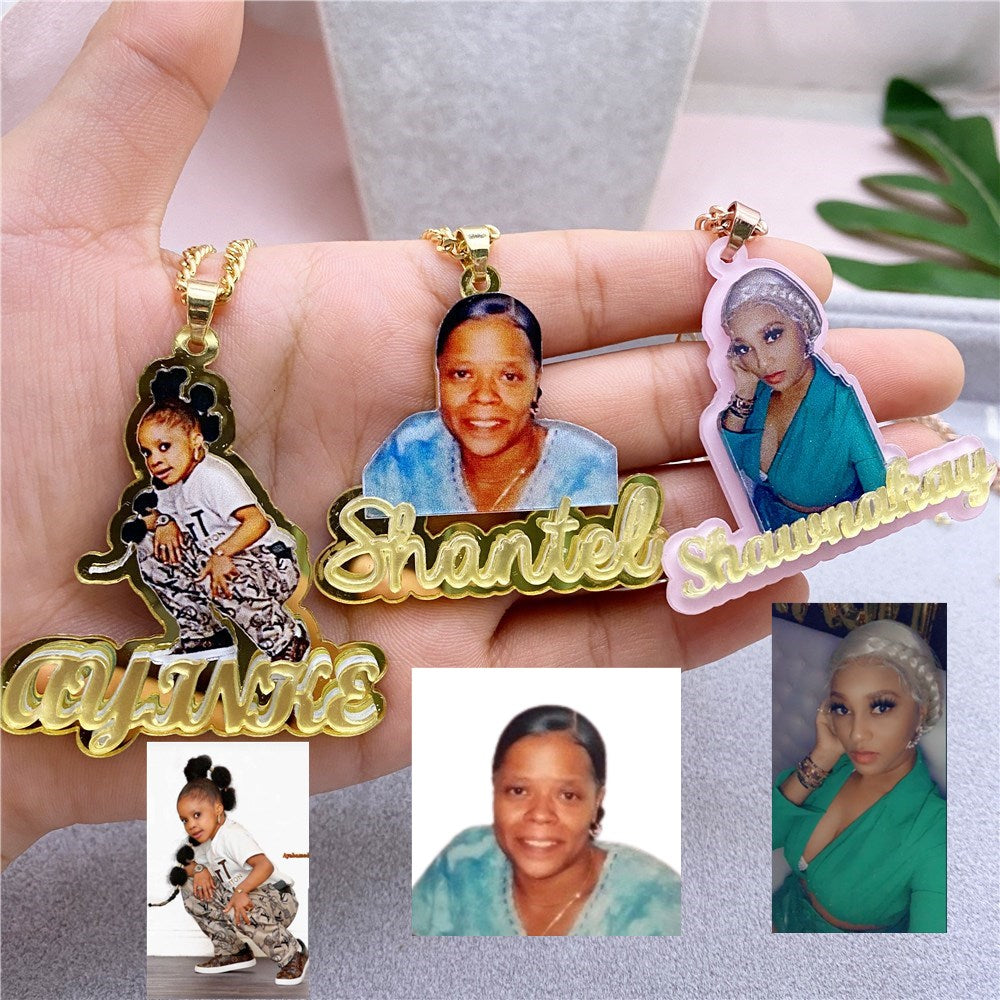 Custom Kids' Picture & Name Pendant Necklace