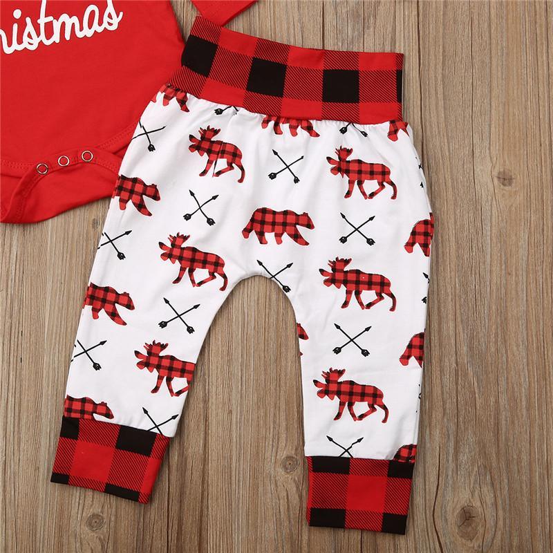 Baby First Christmas Romper, Pants & Hat Outfit