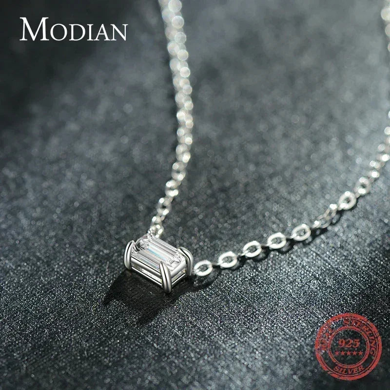 925 Sterling Silver Zirconia Charm Pendant Necklace