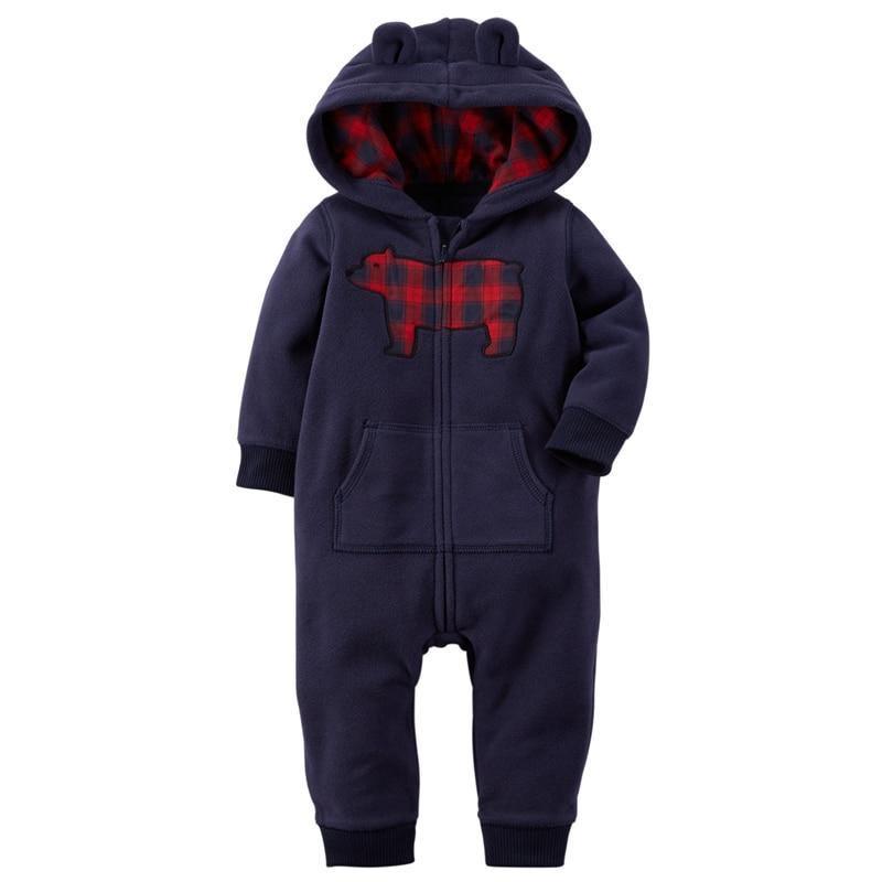 Baby Bear Hooded Fleece Romper
