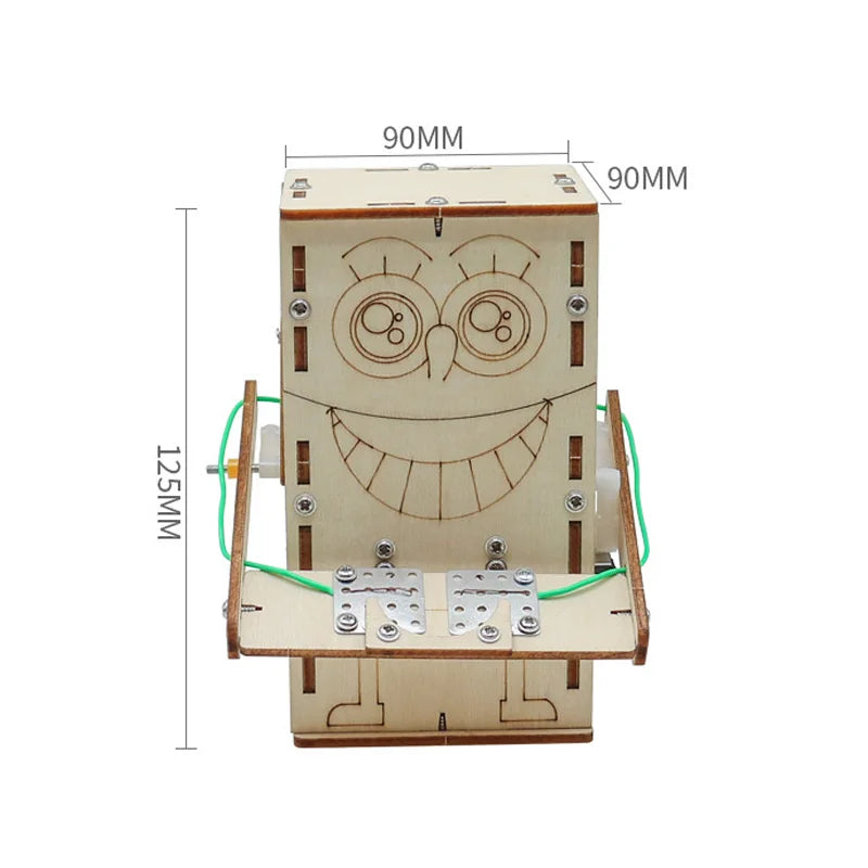 DIY Wooden Electric Coin Robot Model Kit