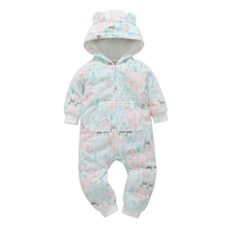 Baby Bear Hooded Fleece Romper