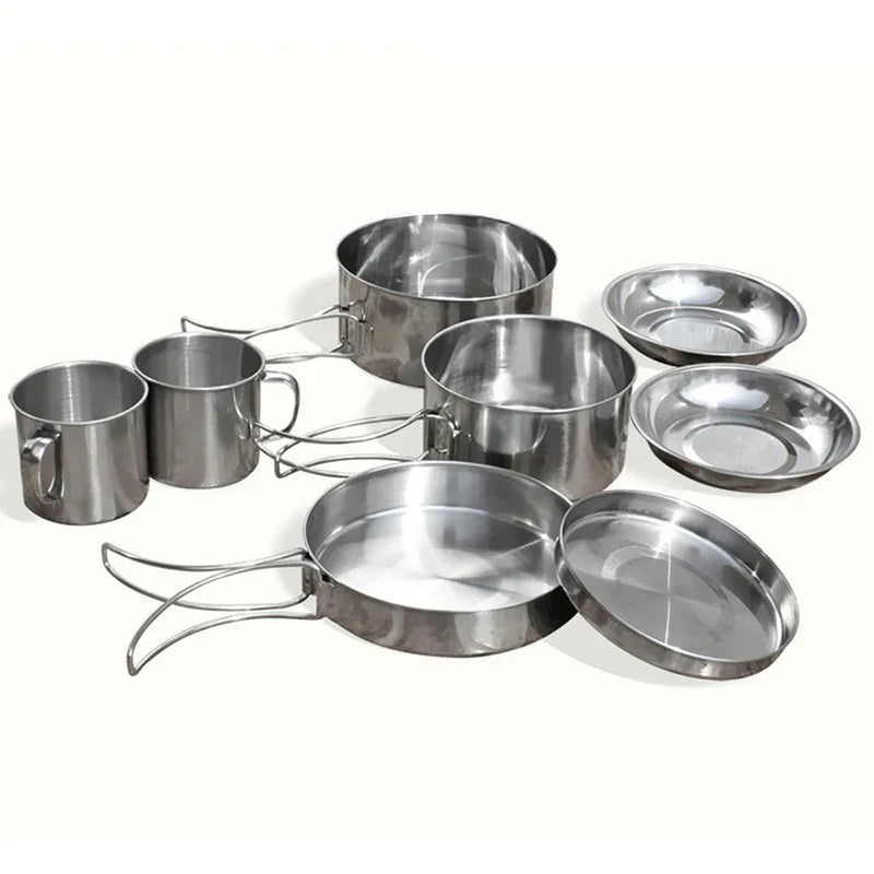 Mayitr 8-Piece Stainless Steel Camping Cookware Set