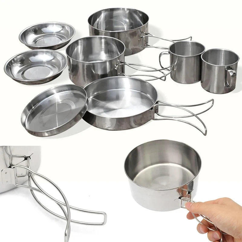 Mayitr 8-Piece Stainless Steel Camping Cookware Set