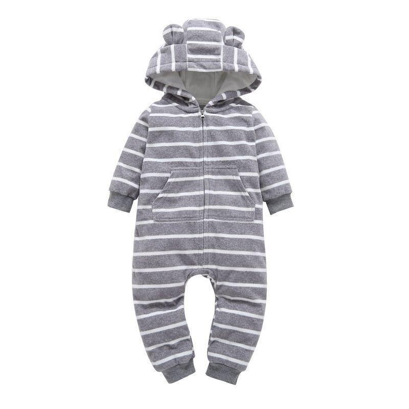 Baby Bear Hooded Fleece Romper