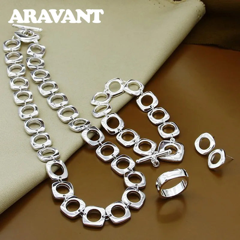 925 Sterling Silver Square Jewelry Set