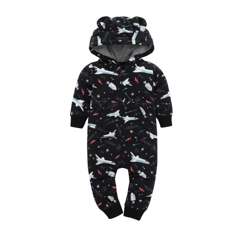 Baby Bear Hooded Fleece Romper