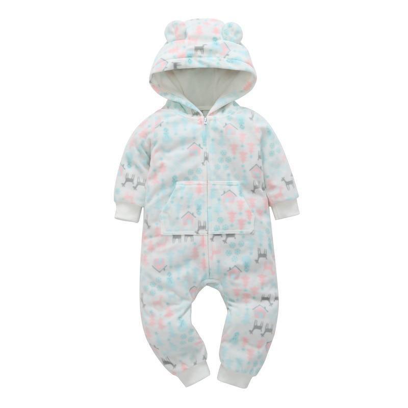 Baby Bear Hooded Fleece Romper