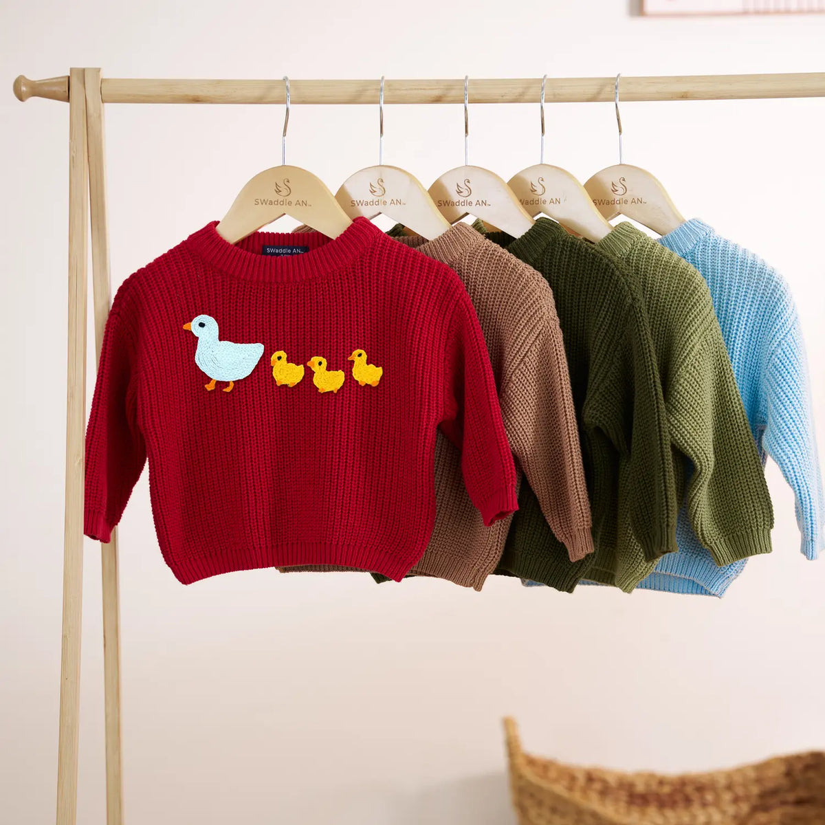 Baby Marching Ducks Embroidered Cotton Sweater