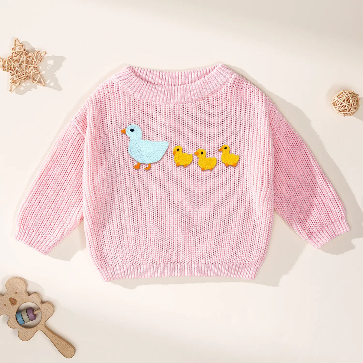 Baby Marching Ducks Embroidered Cotton Sweater