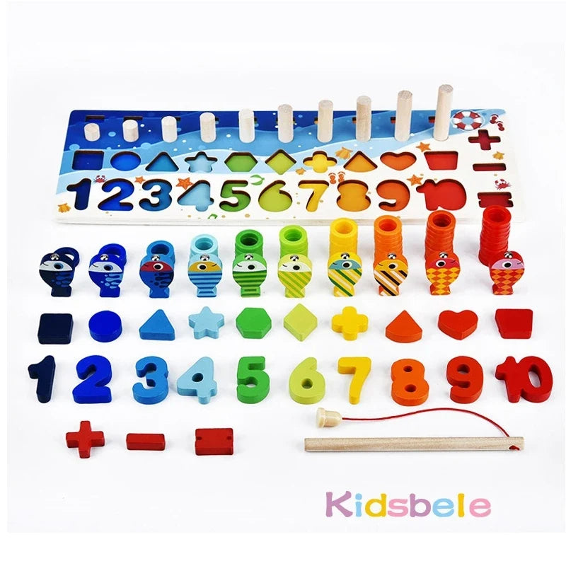 Wooden Counting & Fishing Math Game for Toddlers