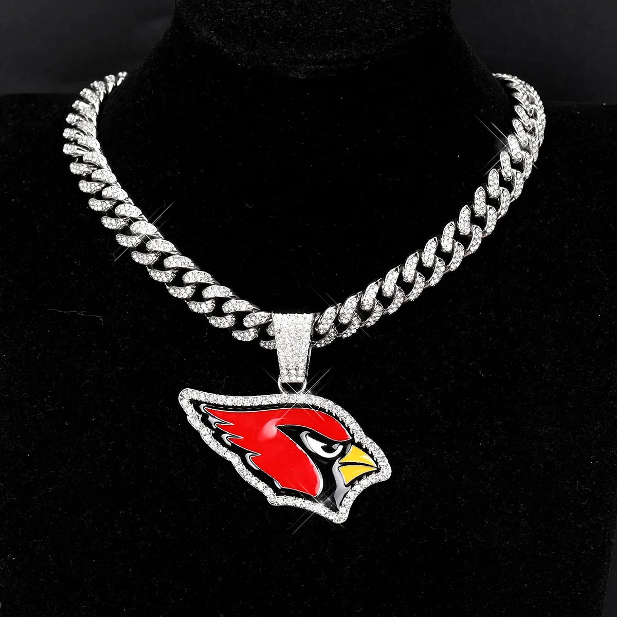 Football Logo Pendant Necklace with Cuban Chain