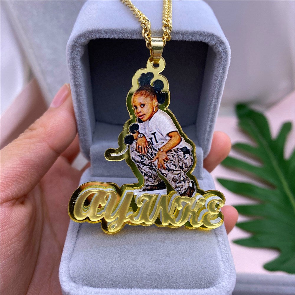 Custom Kids' Picture & Name Pendant Necklace