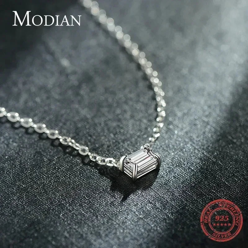 925 Sterling Silver Zirconia Charm Pendant Necklace