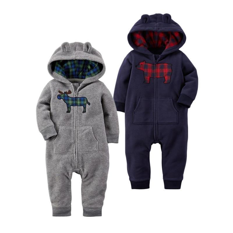 Baby Bear Hooded Fleece Romper