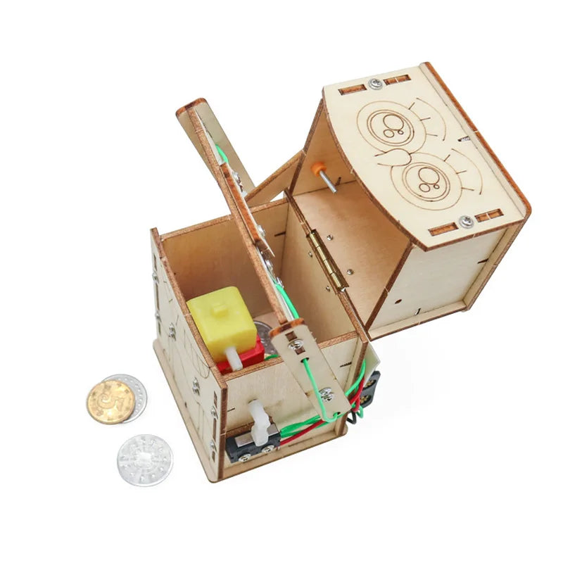 DIY Wooden Electric Coin Robot Model Kit