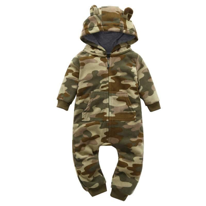 Baby Bear Hooded Fleece Romper