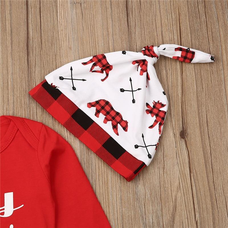 Baby First Christmas Romper, Pants & Hat Outfit