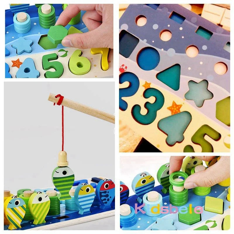 Wooden Counting & Fishing Math Game for Toddlers