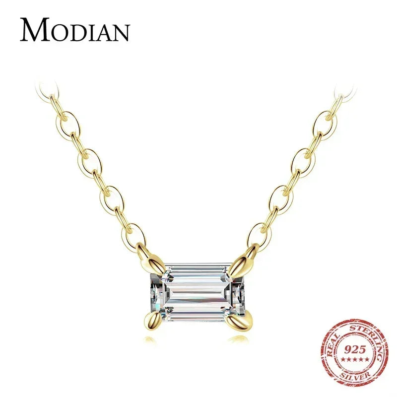 925 Sterling Silver Zirconia Charm Pendant Necklace
